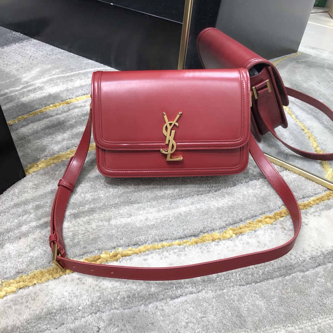 Saint Laurent Solferino Box Medium Calfskin Handbag Shoulder Bag Red 634305